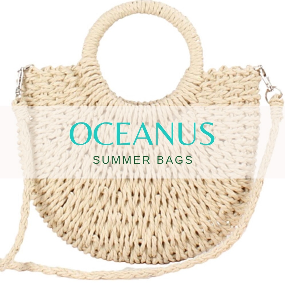 🆕Oceanus Handwoven Straw Rattan Half-Moon Handbag